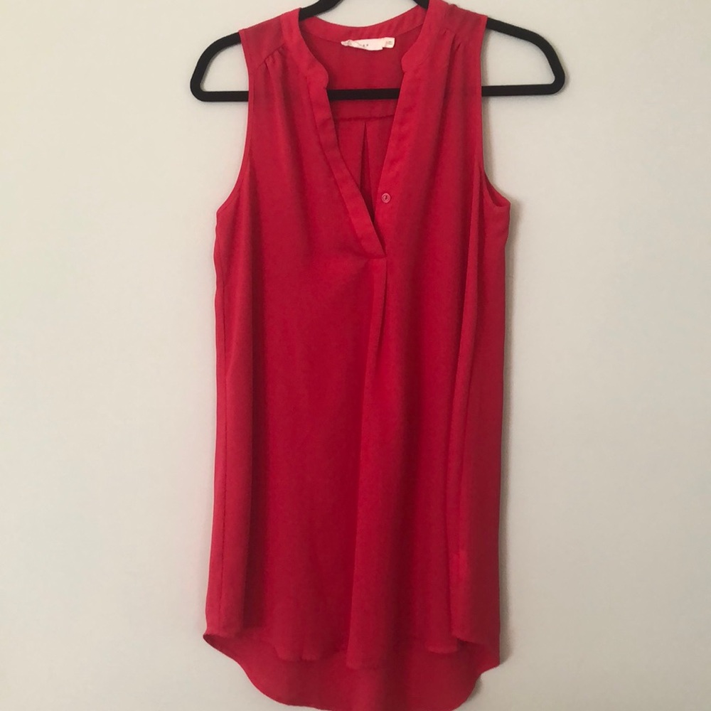 Red sleeveless shift dress/tunic